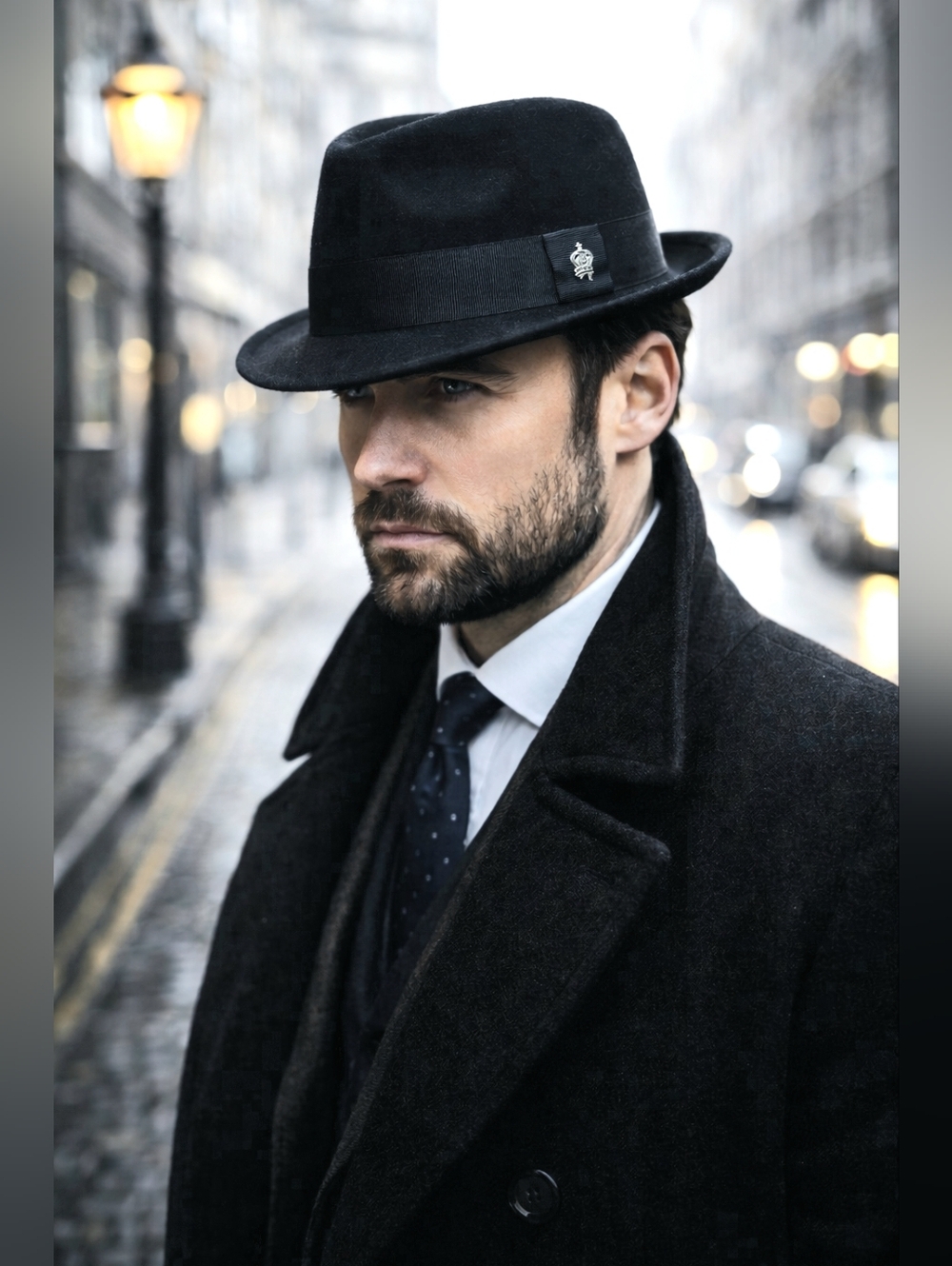 CHRISTY'S CROWN Black WOOL Felt FEDORA London CLASSIC Tribly HAT Men's Size M